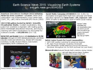 Earth Science Week 2015 Visualizing Earth Systems svs