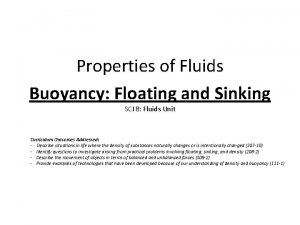 Properties of Fluids Buoyancy Floating and Sinking SCI