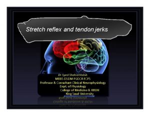 Stretch reflex and tendon jerks Dr Syed Shahid