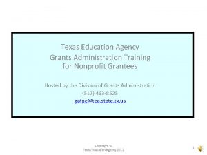 Texas Education Agency Grants Administration Training for Nonprofit