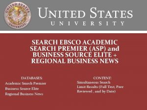 SEARCH EBSCO ACADEMIC SEARCH PREMIER ASP and BUSINESS