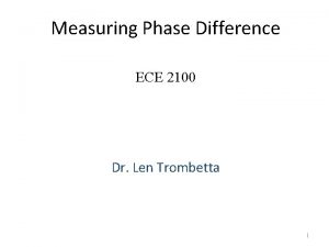 Measuring Phase Difference ECE 2100 Dr Len Trombetta