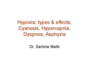 Hypoxia types effects Cyanosis Hypercapnia Dyspnea Asphyxia Dr