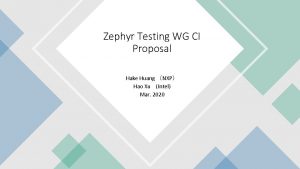 Zephyr Testing WG CI Proposal Hake Huang NXP