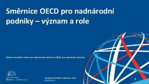 Smrnice OECD pro nadnrodn podniky vznam a role