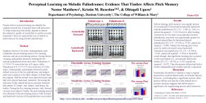 Perceptual Learning on Melodic Palindromes Evidence That Timbre