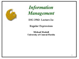 Information Management DIG 3563 Lecture 2 a Regular