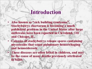 Introduction Also known as sick building syndrome Stachybotrys