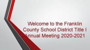 Welcome to the Franklin County School District Title