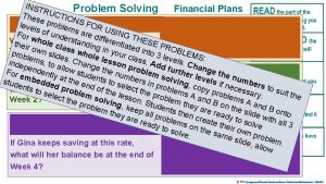 INST Problem Solving Financial Plans RUC Thes TION