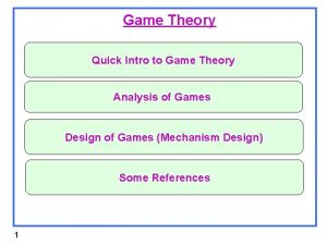 Game Theory Quick Intro to Game Theory Analysis