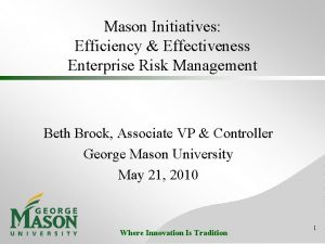 Mason Initiatives Efficiency Effectiveness Enterprise Risk Management Beth