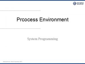 Prcocess Environment System Programming Hanyang University System Programming