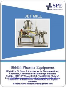 JET MILL Mfg Exp Of Plants Machineries for