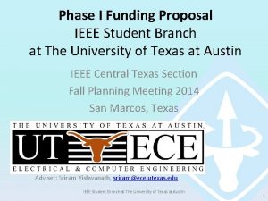 Phase I Funding Proposal IEEE Student Branch at