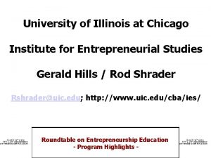 University of Illinois at Chicago Institute for Entrepreneurial