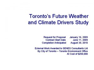 Torontos Future Weather and Climate Drivers Study Request