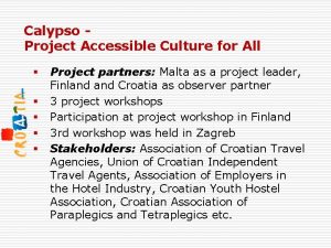 Calypso Project Accessible Culture for All Project partners