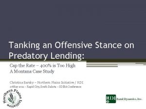 Tanking an Offensive Stance on Predatory Lending Cap