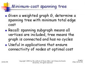 Minimumcost spanning tree n n n 100205 Given