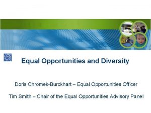 Equal Opportunities and Diversity Doris ChromekBurckhart Equal Opportunities