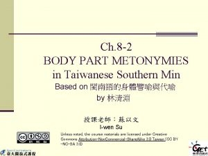 Ch 8 2 BODY PART METONYMIES in Taiwanese