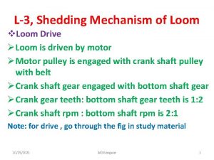 L3 Shedding Mechanism of Loom v Loom Drive