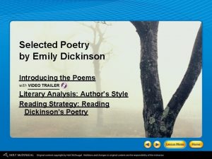 Selected Poetry by Emily Dickinson Introducing the Poems