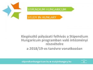 Kiegszt plyzati felhvs a Stipendium Hungaricum programban val
