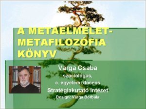 A METAELMLETMETAFILOZFIA KNYV Varga Csaba szociolgus c egyetemi