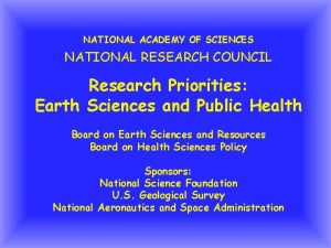 NATIONAL ACADEMY OF SCIENCES NATIONAL RESEARCH COUNCIL Research