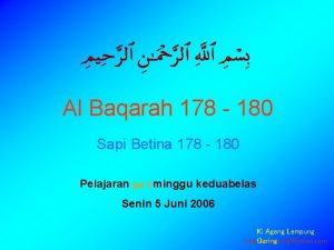 Al Baqarah 178 180 Sapi Betina 178 180