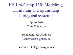 EE 194Comp 150 Modeling simulating and optimizing biological