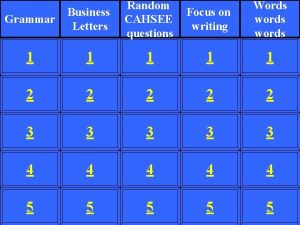 Grammar Business Letters Random CAHSEE questions Focus on