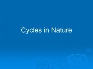 Cycles in Nature Cycles in Nature 2 The