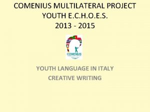 COMENIUS MULTILATERAL PROJECT YOUTH E C H O