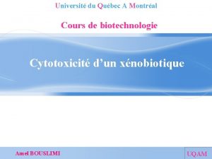 Universit du Qubec A Montral Cours de biotechnologie