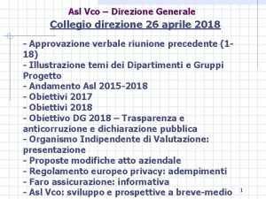 Asl Vco Direzione Generale Collegio direzione 26 aprile