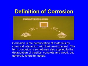 Definition of Corrosion is the deterioration of materials
