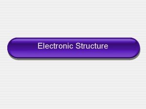 Electronic Structure Wavelength the shortest distance between equal