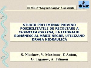 NIMRD Grigore Antipa Constanta STUDIU PRELIMINAR PRIVIND POSIBILITILE