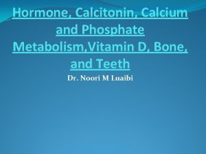 Hormone Calcitonin Calcium and Phosphate Metabolism Vitamin D