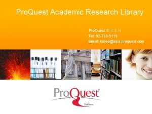 Pro Quest Academic Research Library Pro Quest Tel