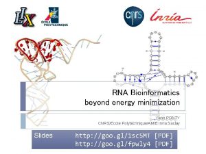 RNA Bioinformatics beyond energy minimization Yann PONTY CNRSEcole