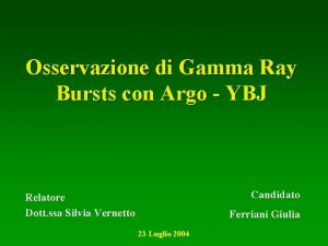 Osservazione di Gamma Ray Bursts con Argo YBJ
