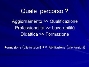 Quale percorso Aggiornamento Qualificazione Professionalit Lavorabilit Didattica Formazione