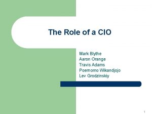 The Role of a CIO Mark Blythe Aaron