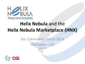 Helix Nebula and the Helix Nebula Marketplace HNX
