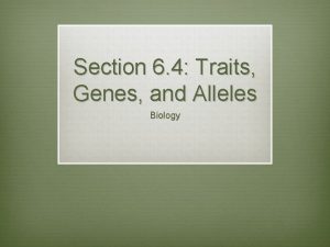 Section 6 4 Traits Genes and Alleles Biology