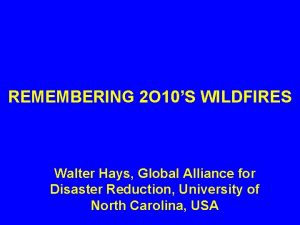 REMEMBERING 2 O 10S WILDFIRES Walter Hays Global